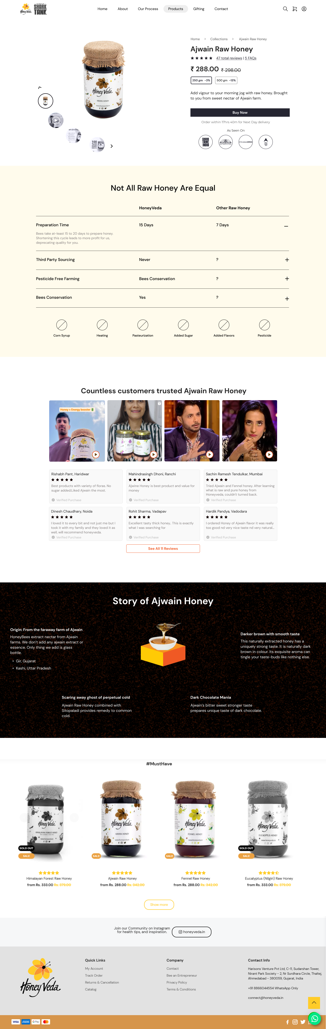 HoneyVeda product detail page redesign